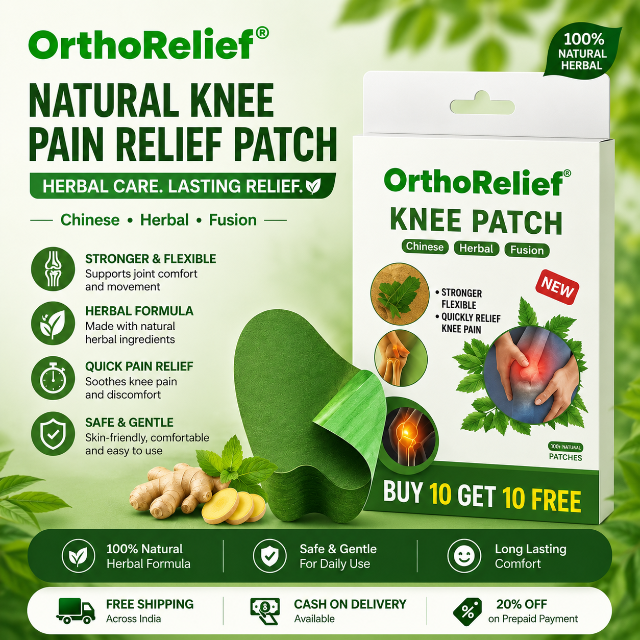 Herbal Knee Patches (Pack of 20, 40)