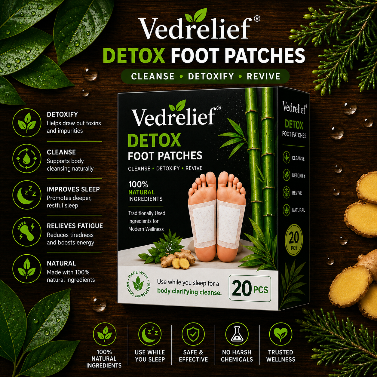 Vedrelief® Herbal Foot Patches