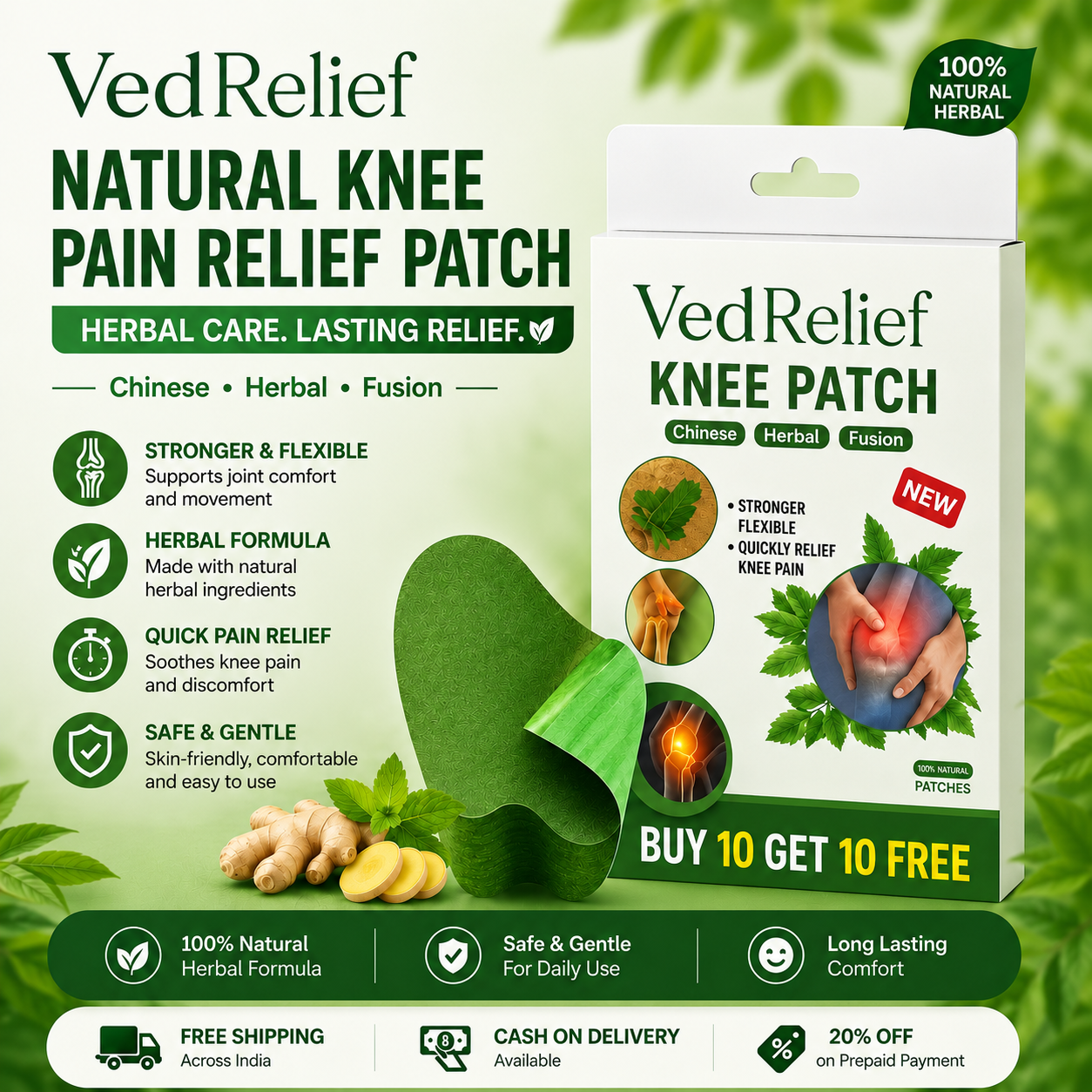Herbal Knee Patches (Pack of 20, 40)